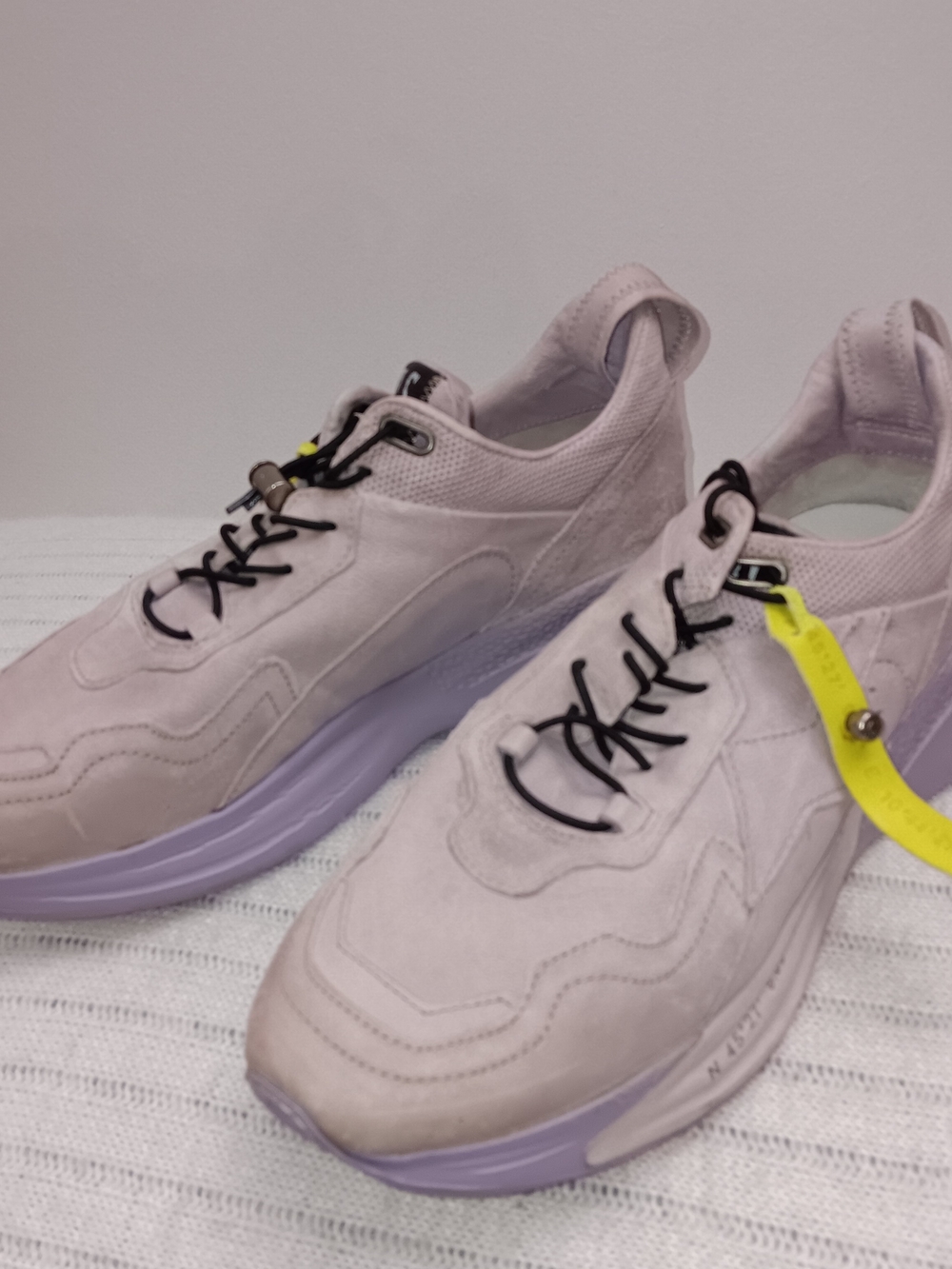 A.S.98 Women's Athletic Lace-Up Sneakers in Pale Lavender with Black Laces